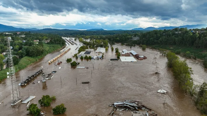 Areal photo of the destruction in Western North Carolina from Hurricane Helene