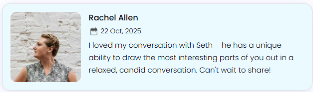 Rachel Allen testimonial for being on Entrepreneur's Enigma