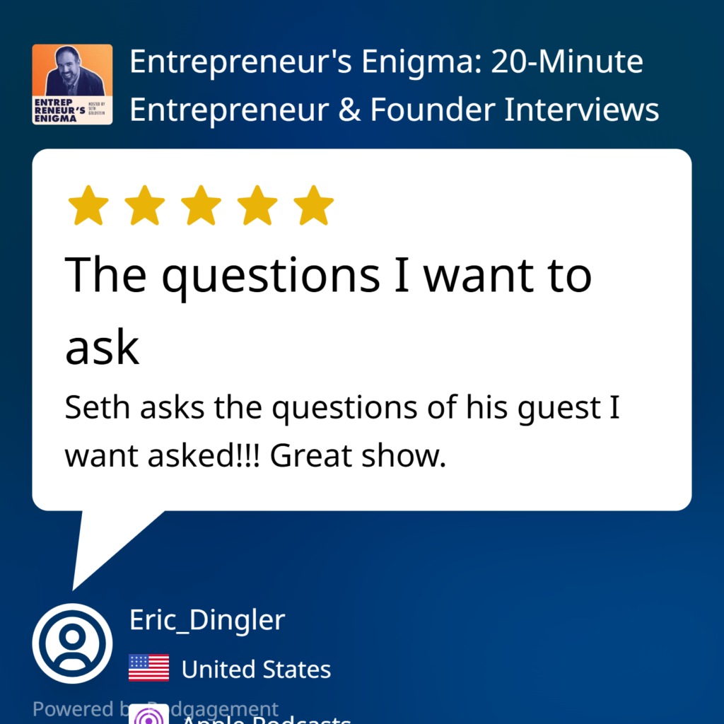 eric dingler apple podcasts t review. 5 star.